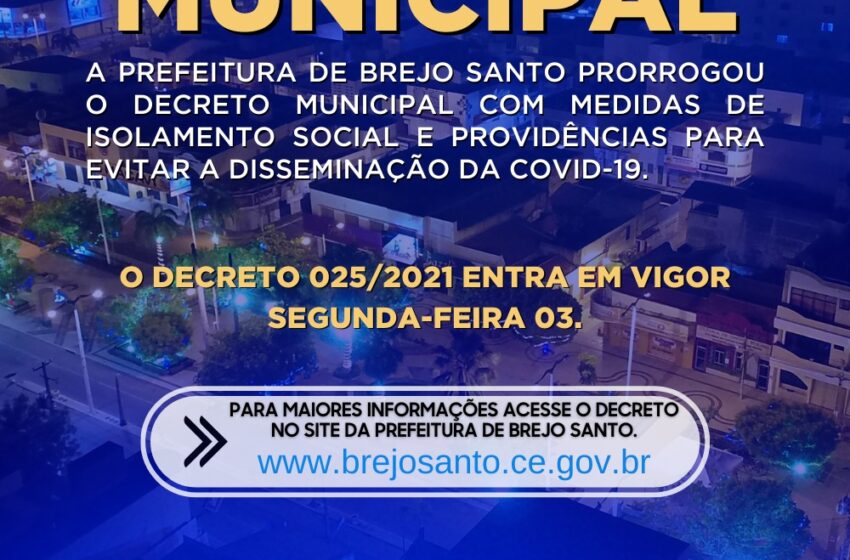 Saiu o novo Decreto do município de Brejo Santo-CE.