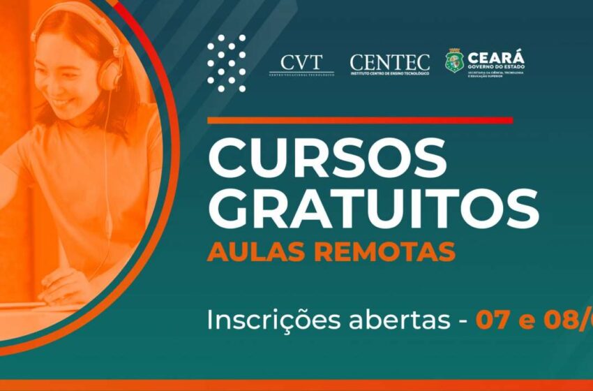 Cursos gratuitos: mais de 500 vagas são ofertadas pelo Centec nesta segunda-feira (7)