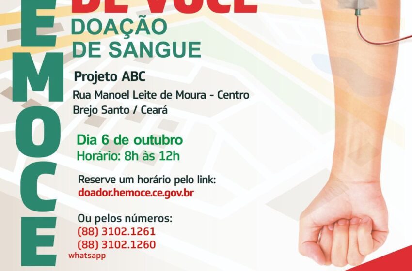 HEMOCE/PREFEITURA DE BREJO SANTO REALIZAM MAIS UMA COLETA DE SANGUE
