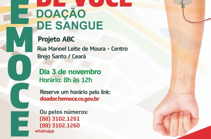 Hemoce realiza mais uma coleta de Sangue em Brejo Santo.