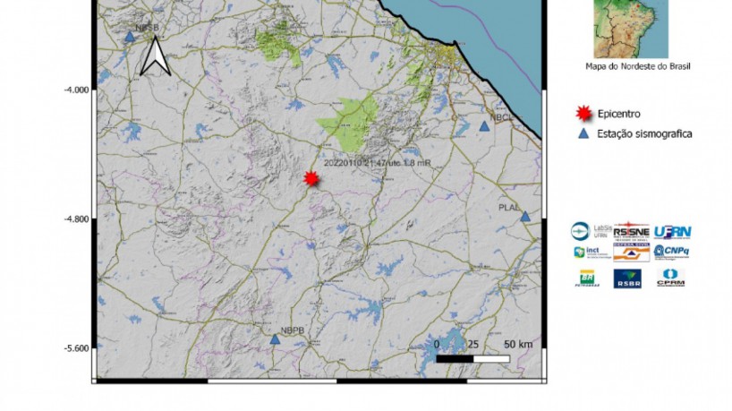  Tremor registrado na cidade de Canindé no Ceará.