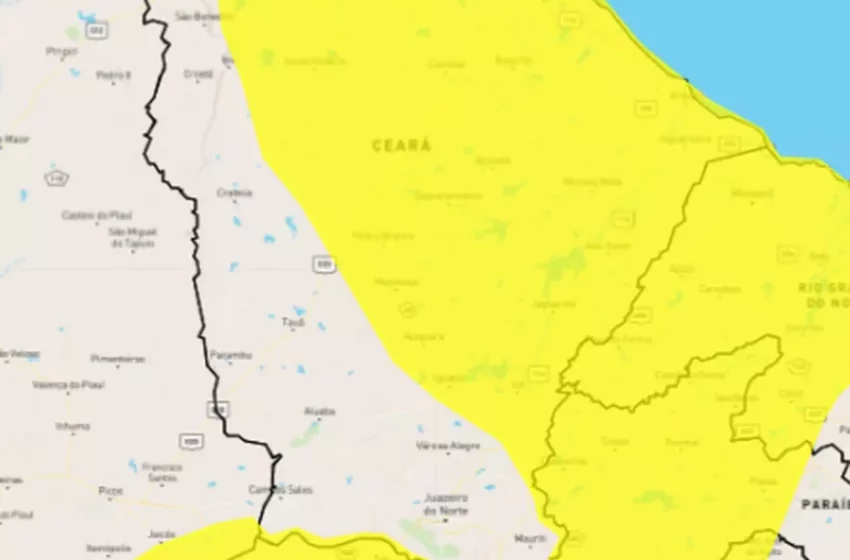  Ceará tem possibilidade de chuvas e ventos intensos, diz Inmet