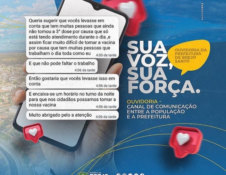 Brejo Santo: Prefeitura divulga contato da ouvidoria para reclamações.