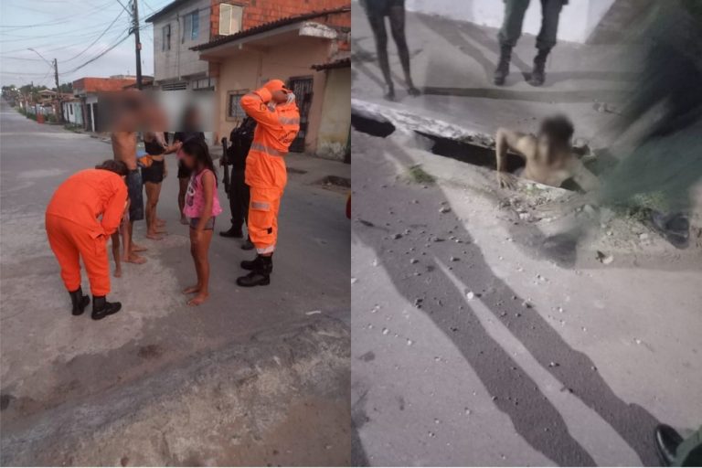  Família é resgatada após se esconder em bueiro em Fortaleza.