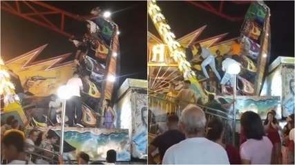  Brinquedo em parque de diversões quebra e deixa duas pessoas feridas em Canindé, no Ceará.