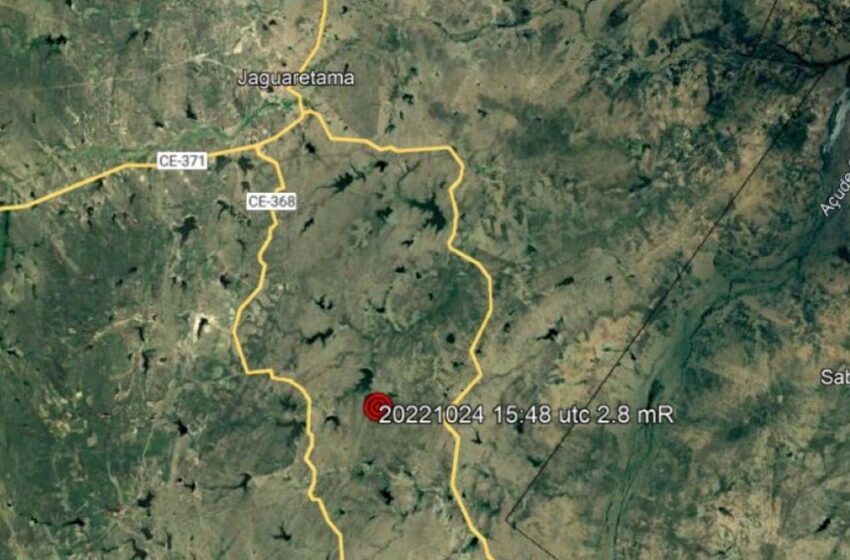  Tremor de terra é registrado em Jaguaretama, Interior do Ceará.