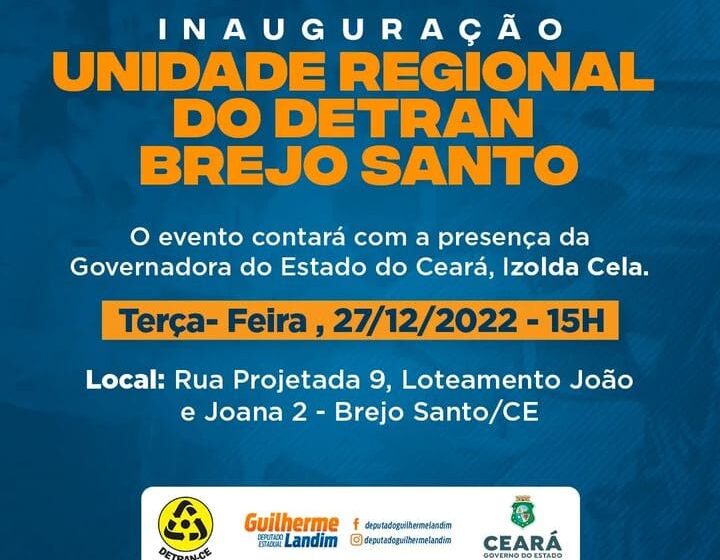 Brejo Santo: Inauguração da Nova Sede do DETRAN acontece nesta terça.
