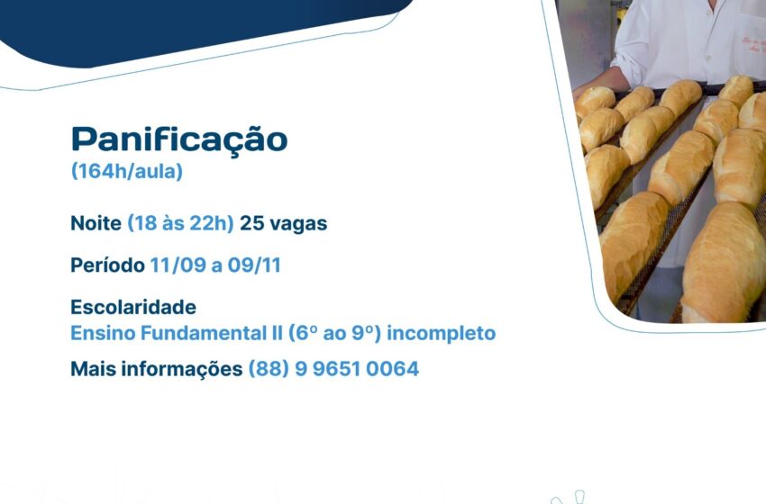 CVT realizara curso de panificação em Brejo Santo.