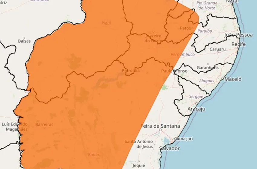  Inmet alerta que o CE pode ter temperatura 5 °C acima da média em 75 cidades.