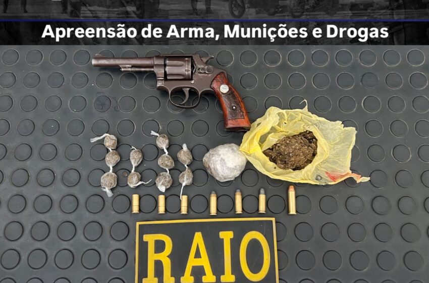 Equipe RAIO Efetua a Prisão de homem por Posse ilegal de Arma e Tráfico de Drogas.